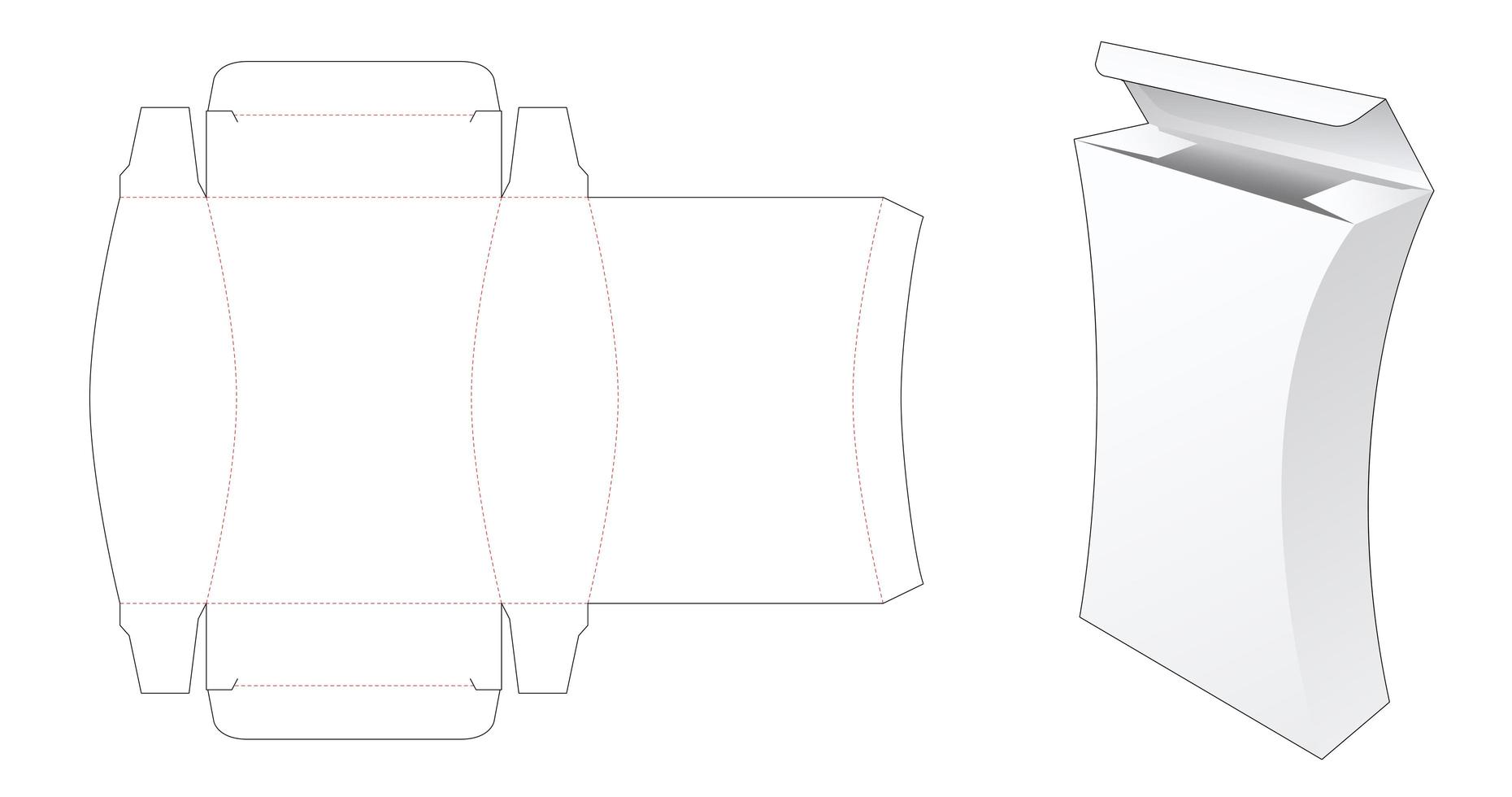 Plantilla troquelada de caja alta de lado curvo vector