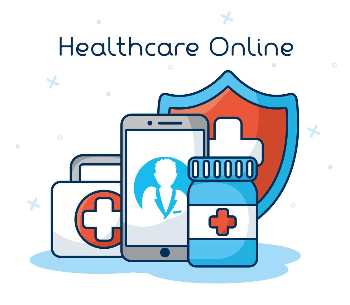 Online healthcare technology via smartphone vector