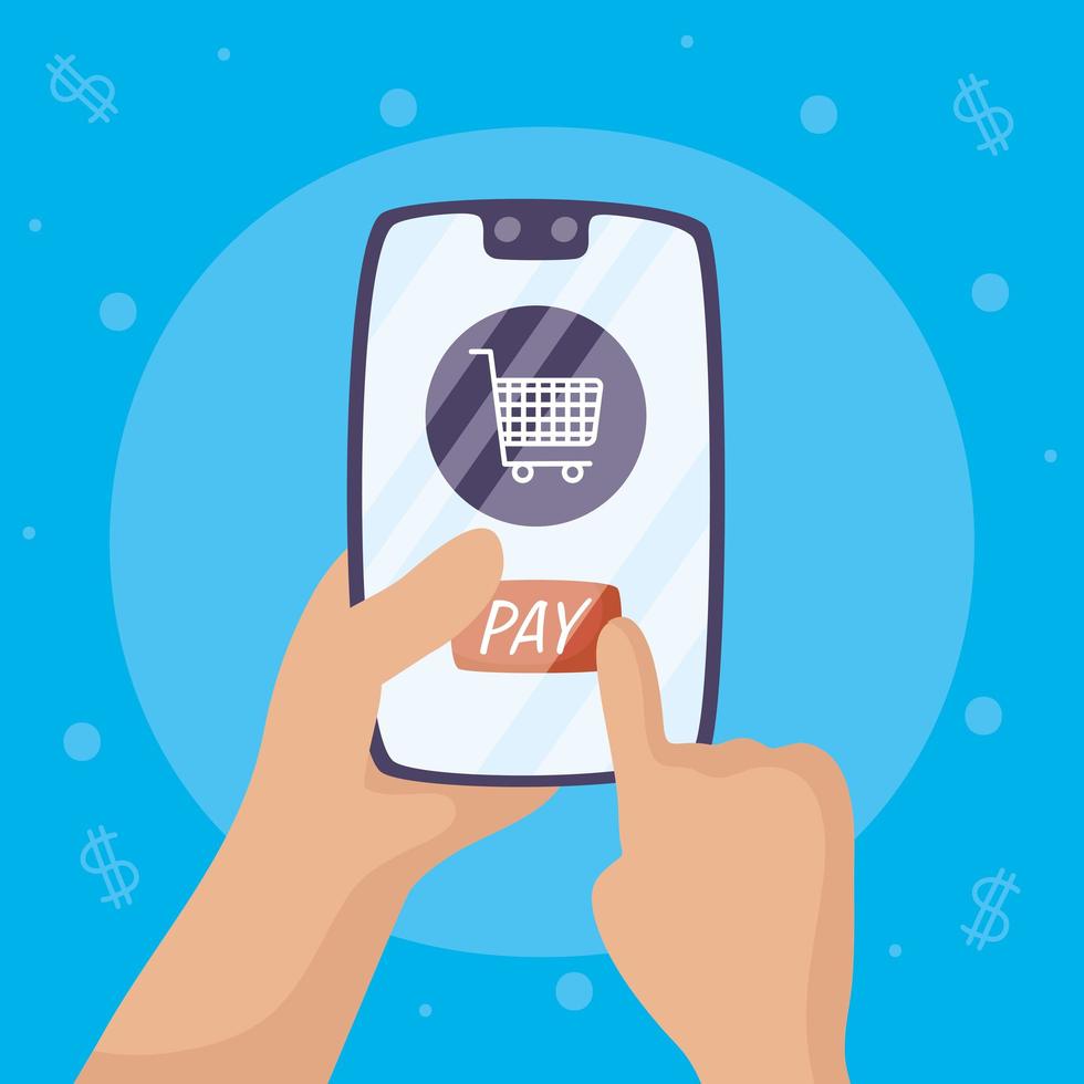 Online payment technology with smartphone vector