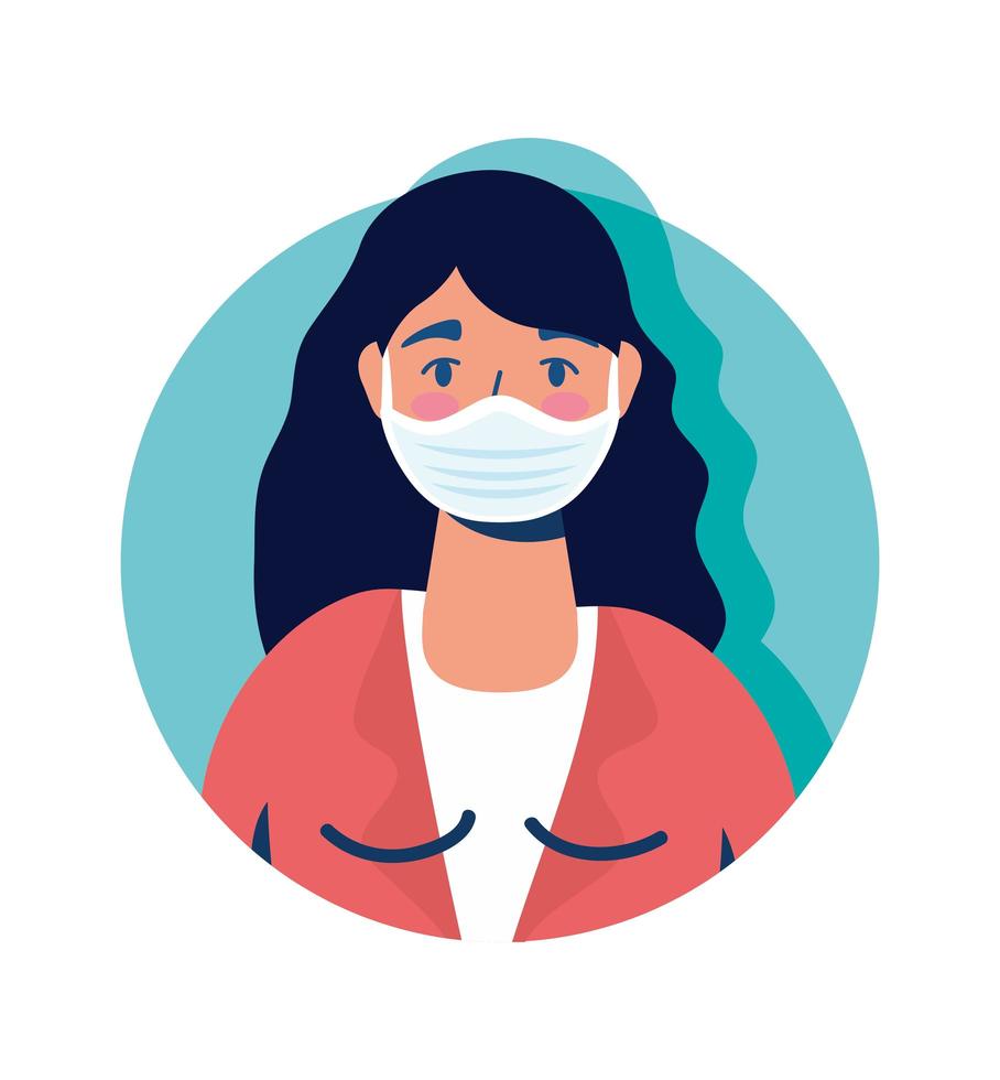 Woman wearing a face mask avatar character vector