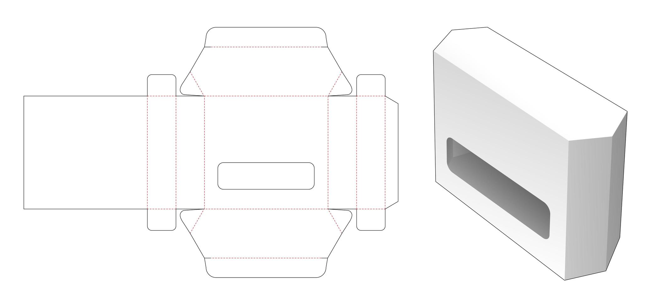 Hexagonal tin box die cut template vector