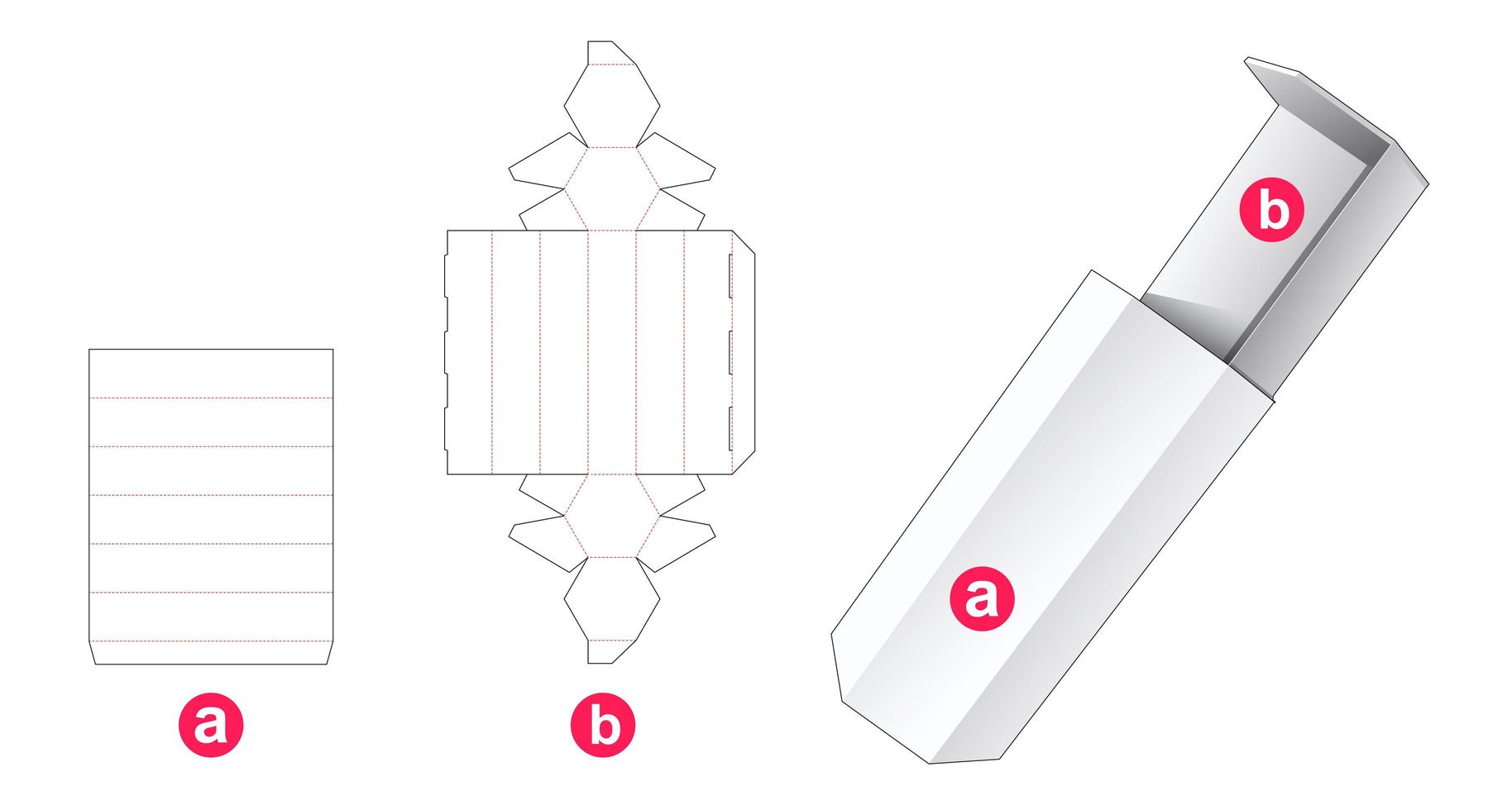 plantilla troquelada de caja hexagonal deslizante vector