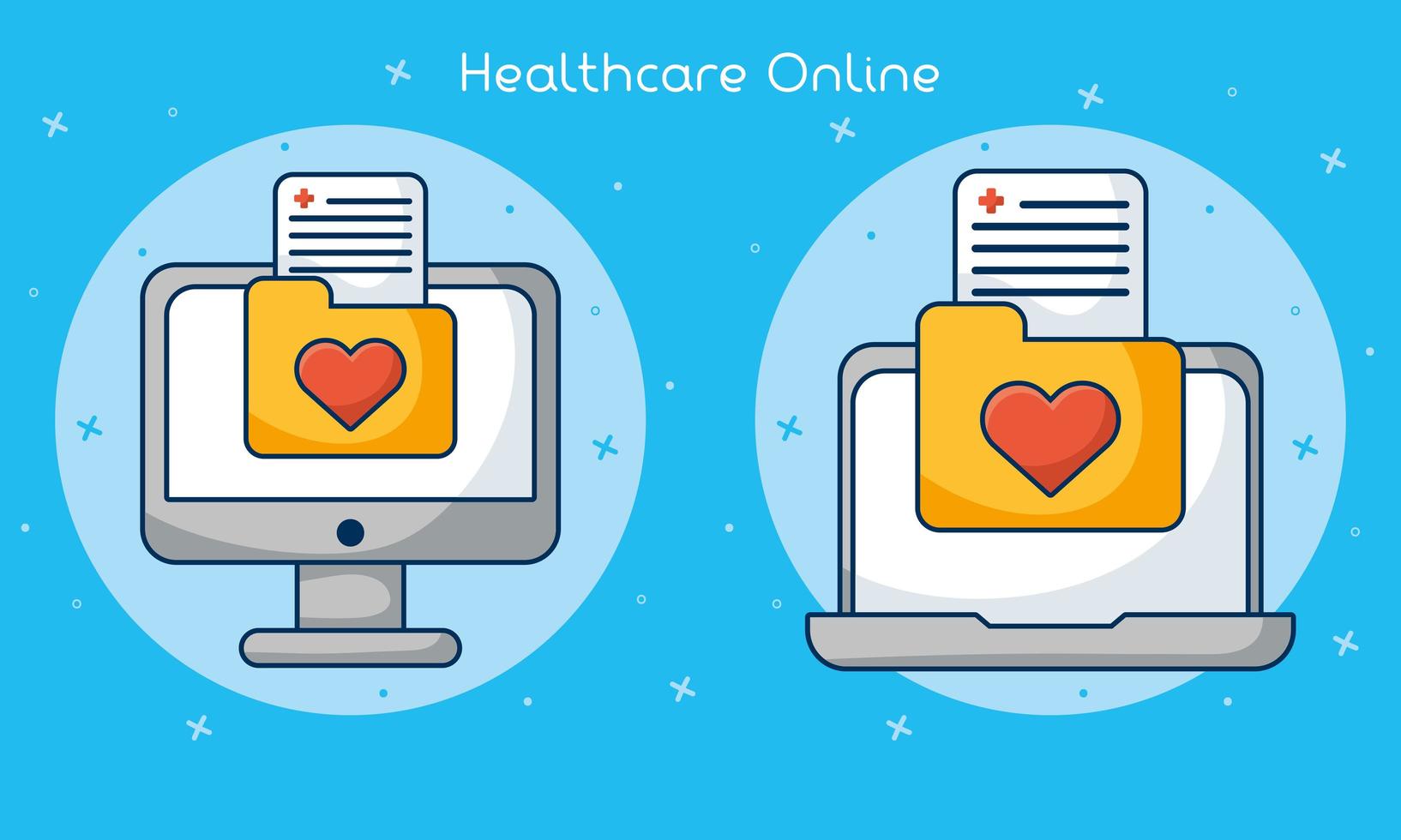 Online healthcare technology icon set vector