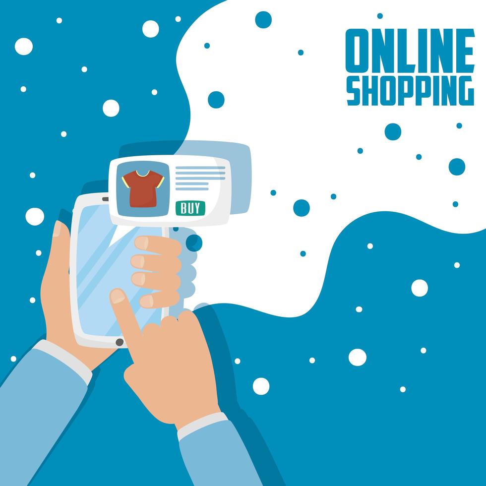 Smartphone with online shopping technology vector