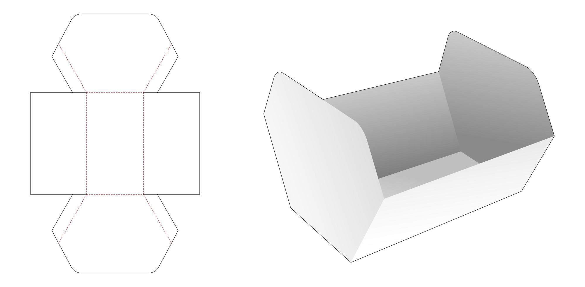 Bandeja de forma hexagonal desigual con plantilla troquelada de tapa vector