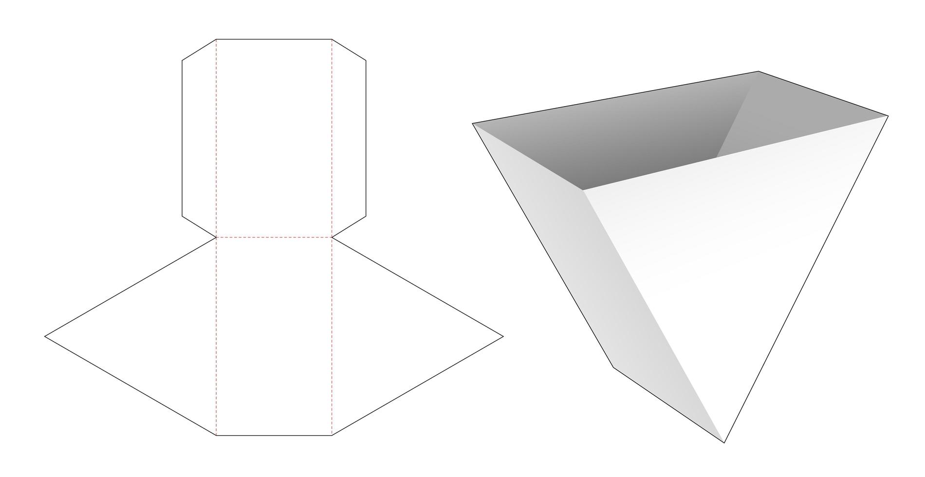 Triangular snack container die cut template vector