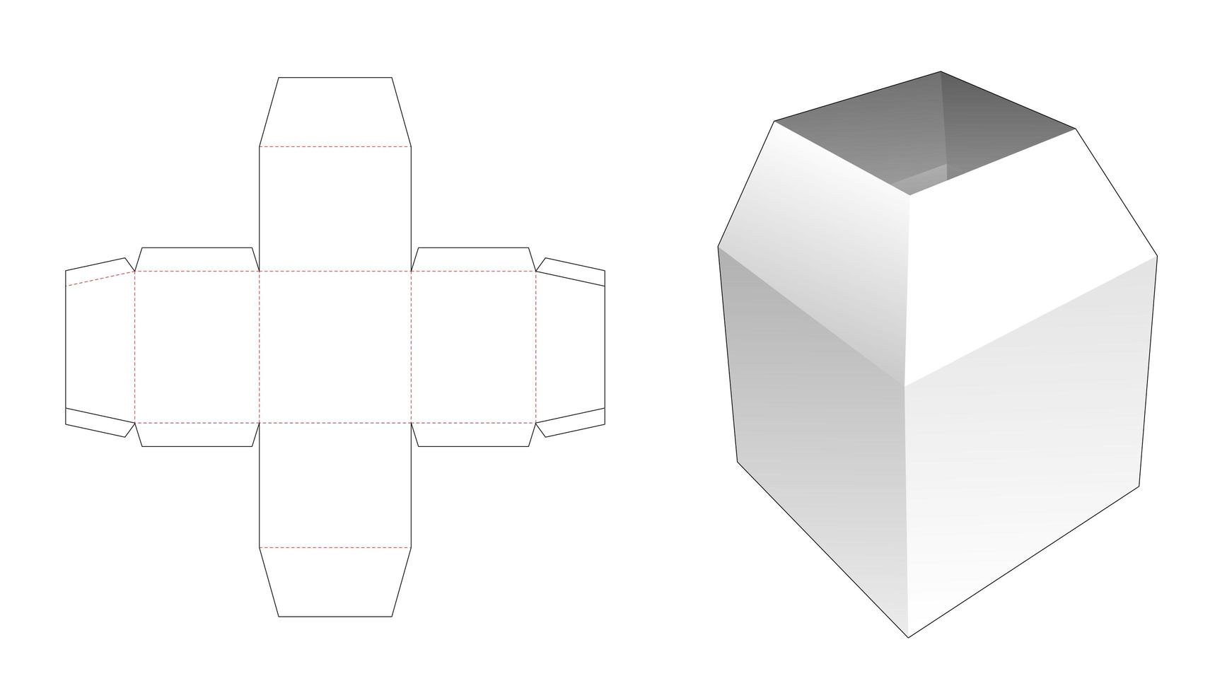 plantilla de troquelado de caja de papelería trapezoidal superior vector