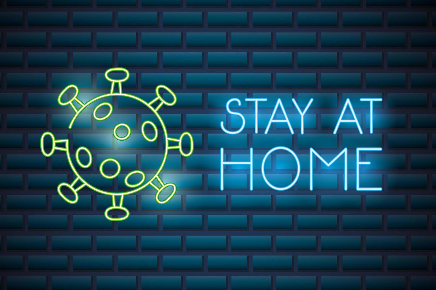 Stay at home, coronavirus neon sign vector