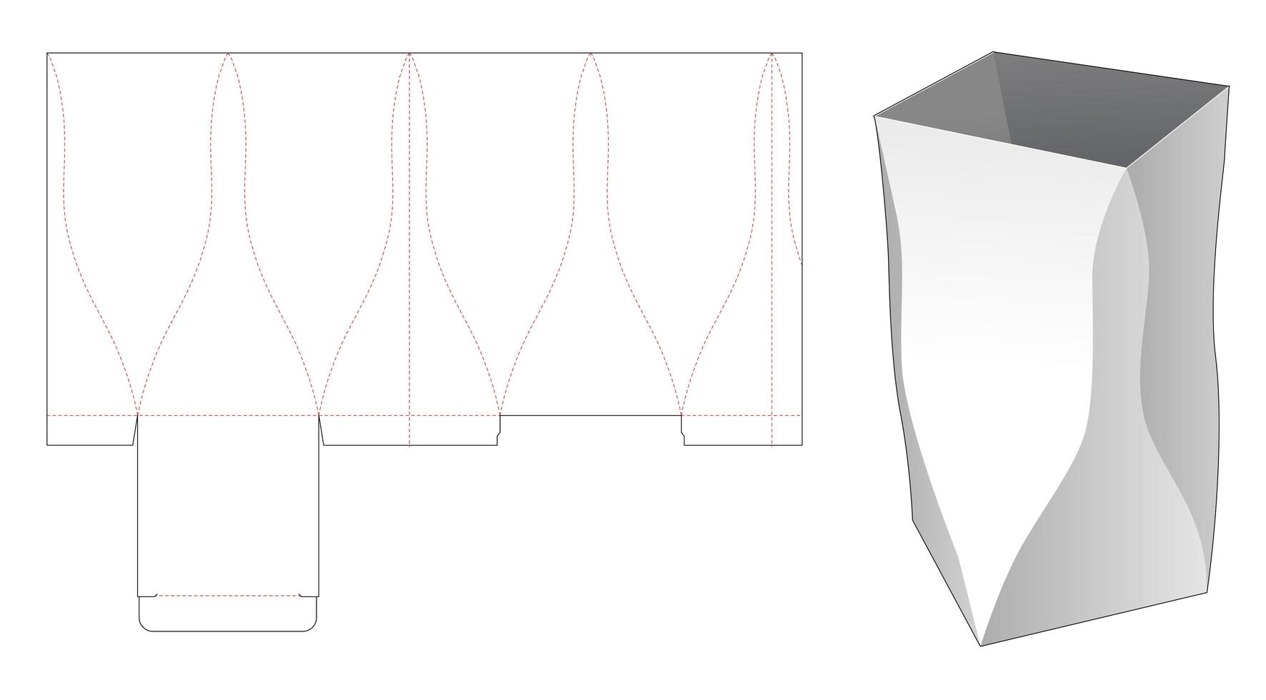 plantilla de troquelado de caja de papelería curvada vector