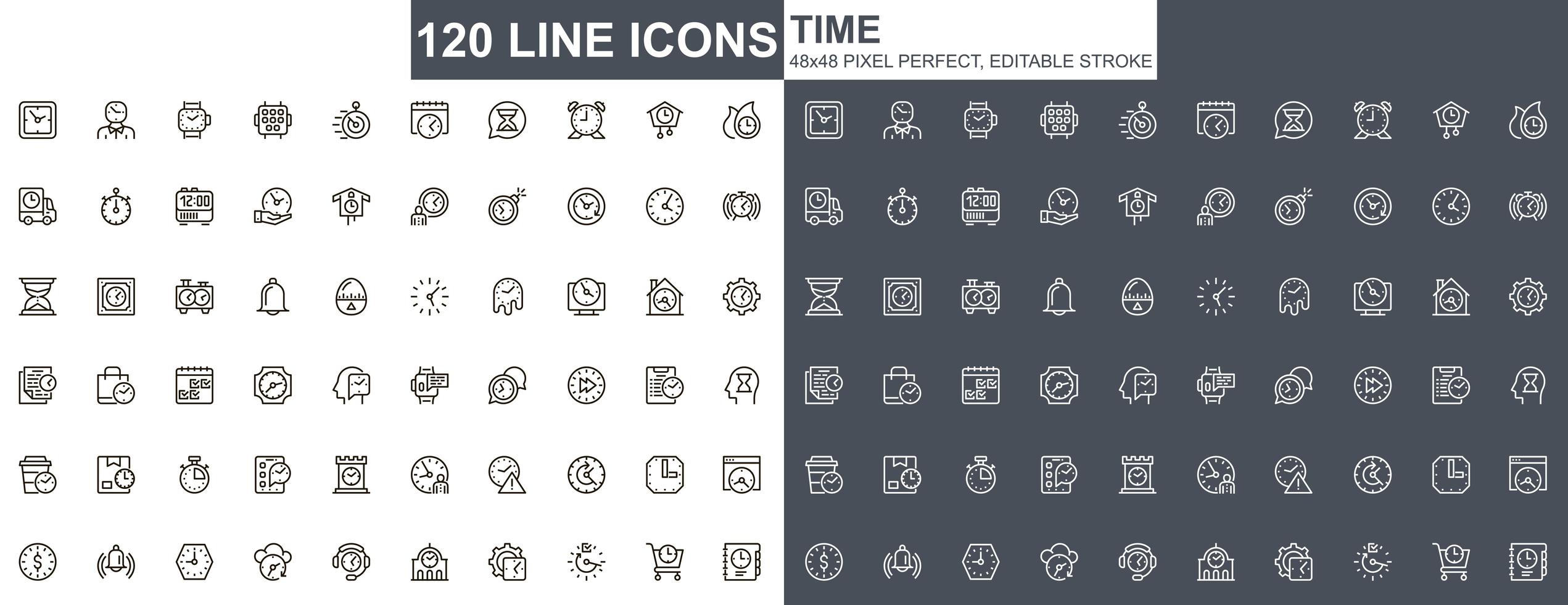 Time thin line icons vector