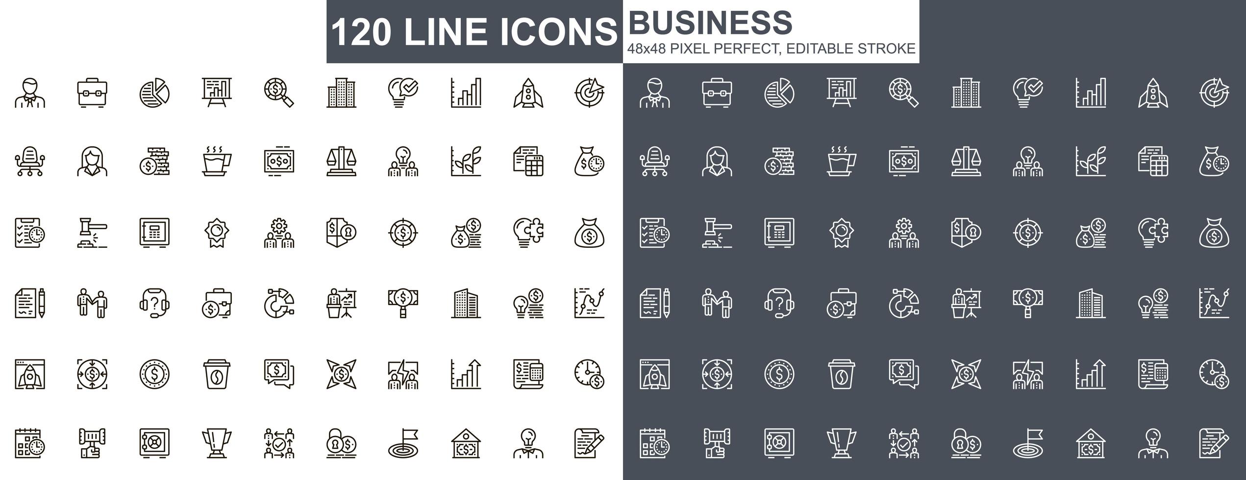 Business thin line icons set vector