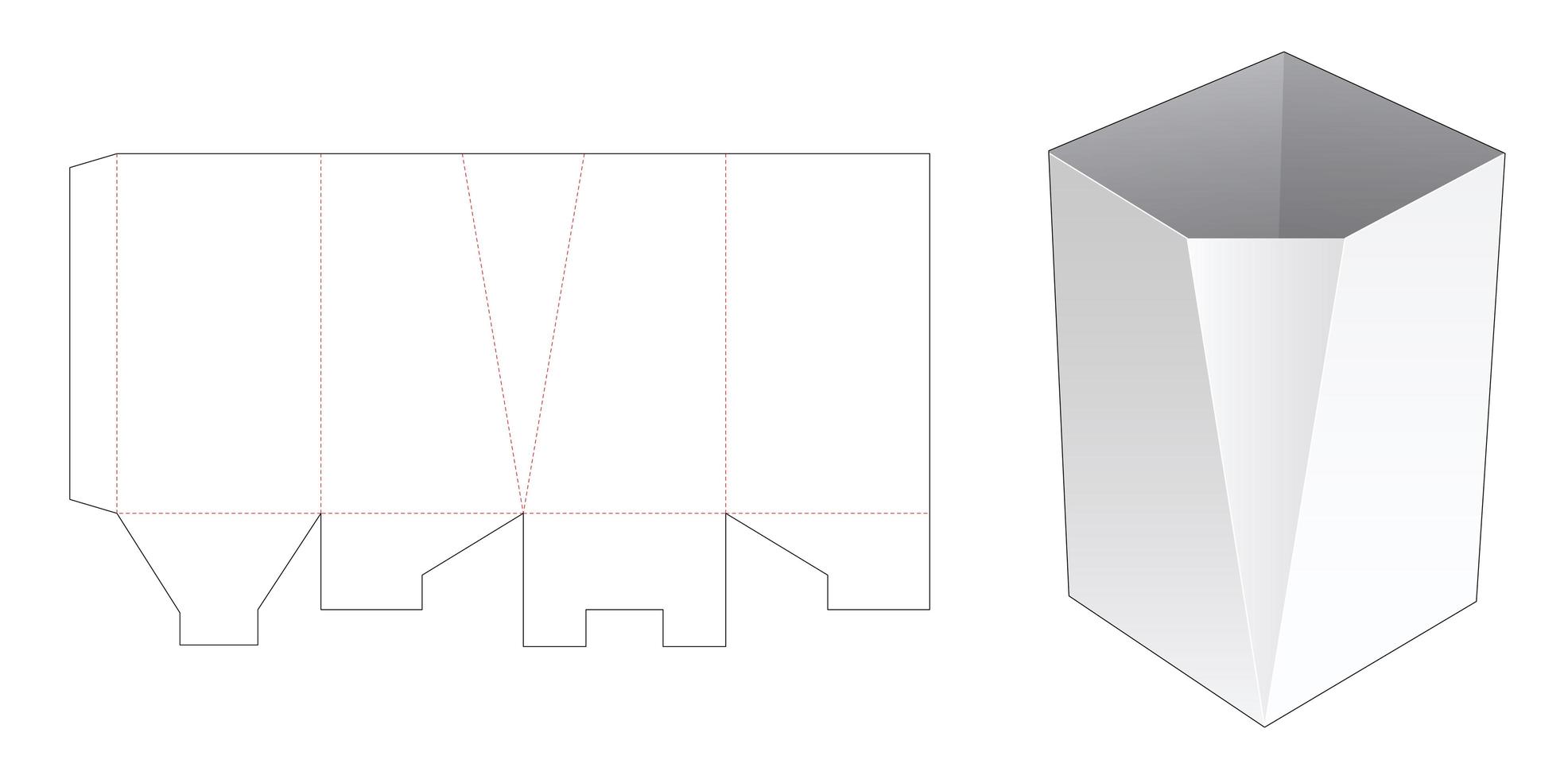 una plantilla troquelada de caja de papelería biselada vector