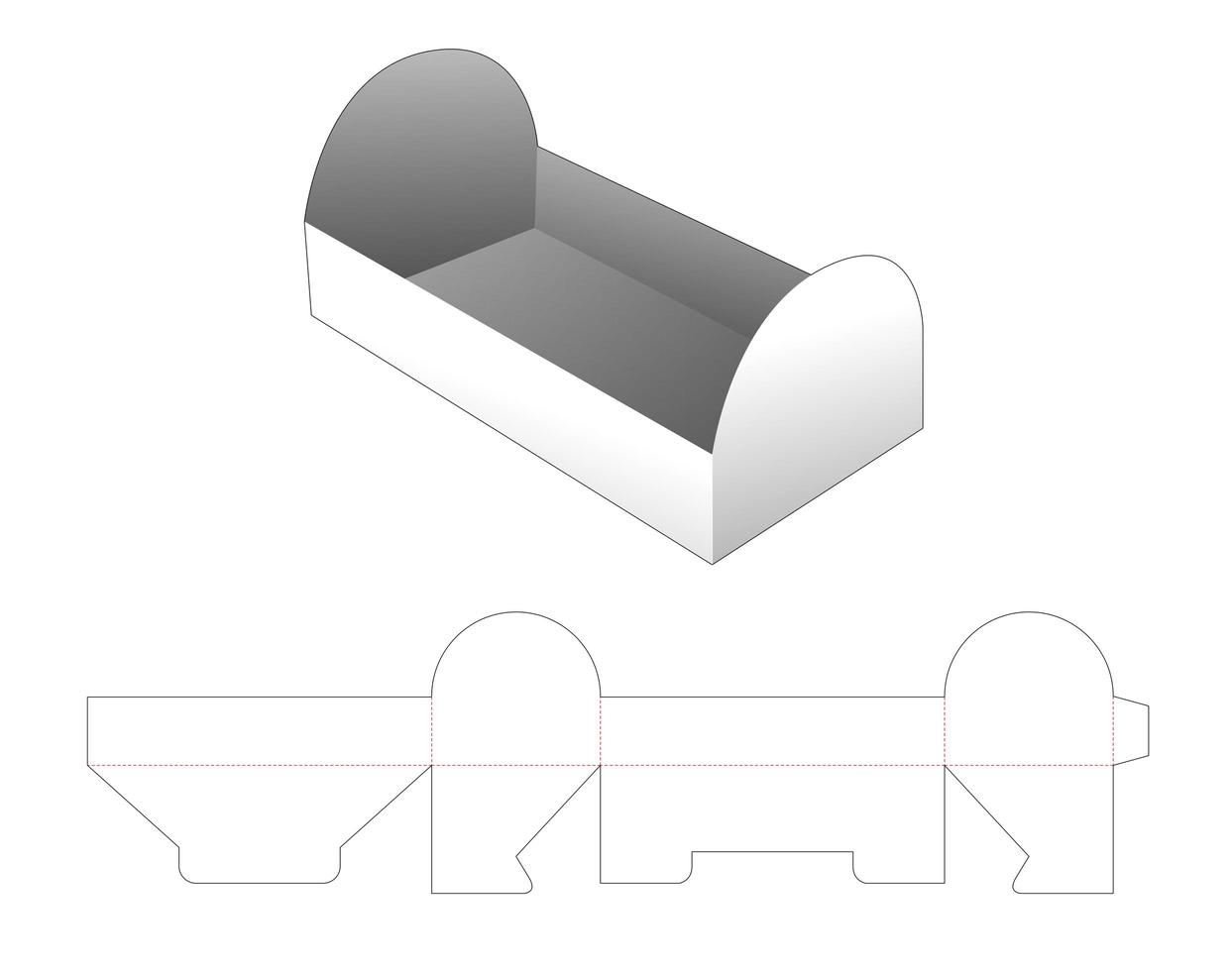 Chest shaped tray die cut template vector