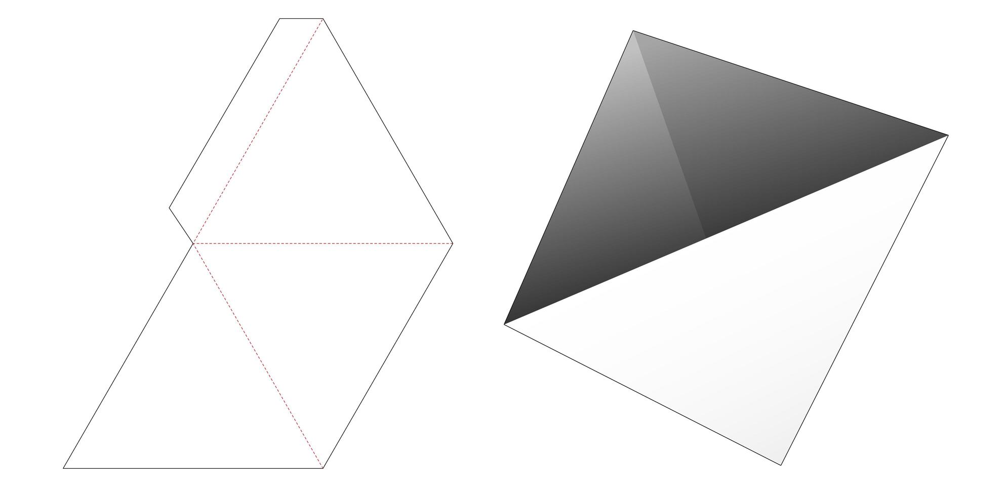 Triangular pylon snack container die cut template vector