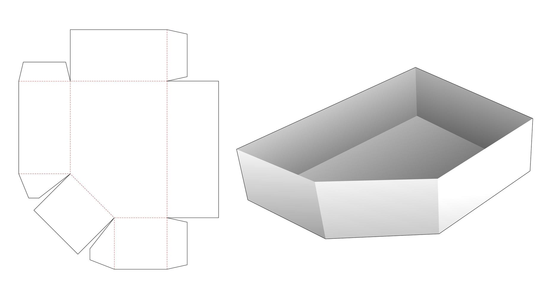 Cardboard chamfered tray die cut template vector