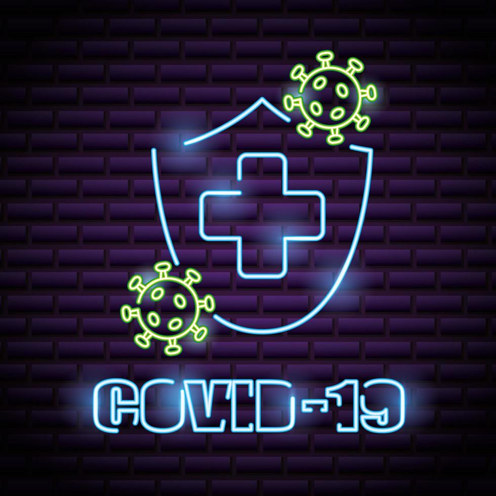 Stop Covid-19 neon sign vector