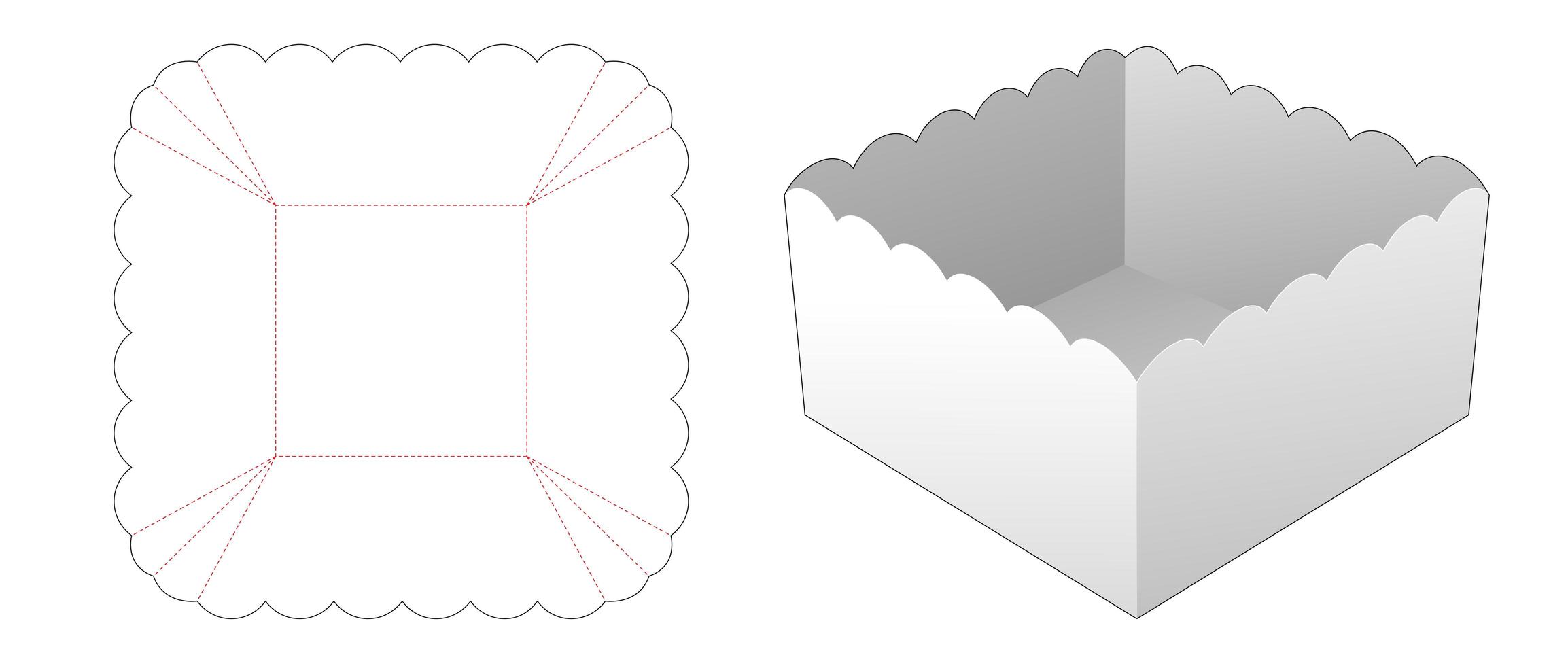 Food square bowl die cut template vector
