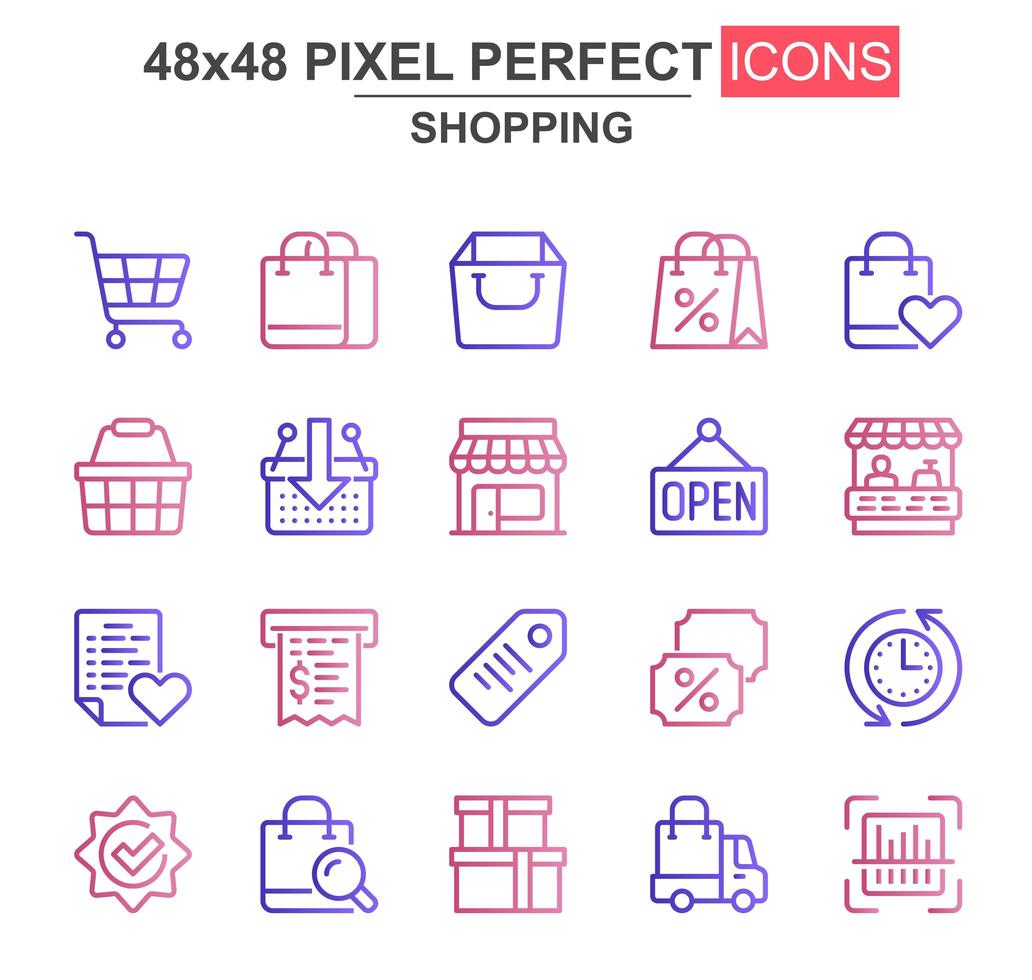 Shopping thin line icon set vector