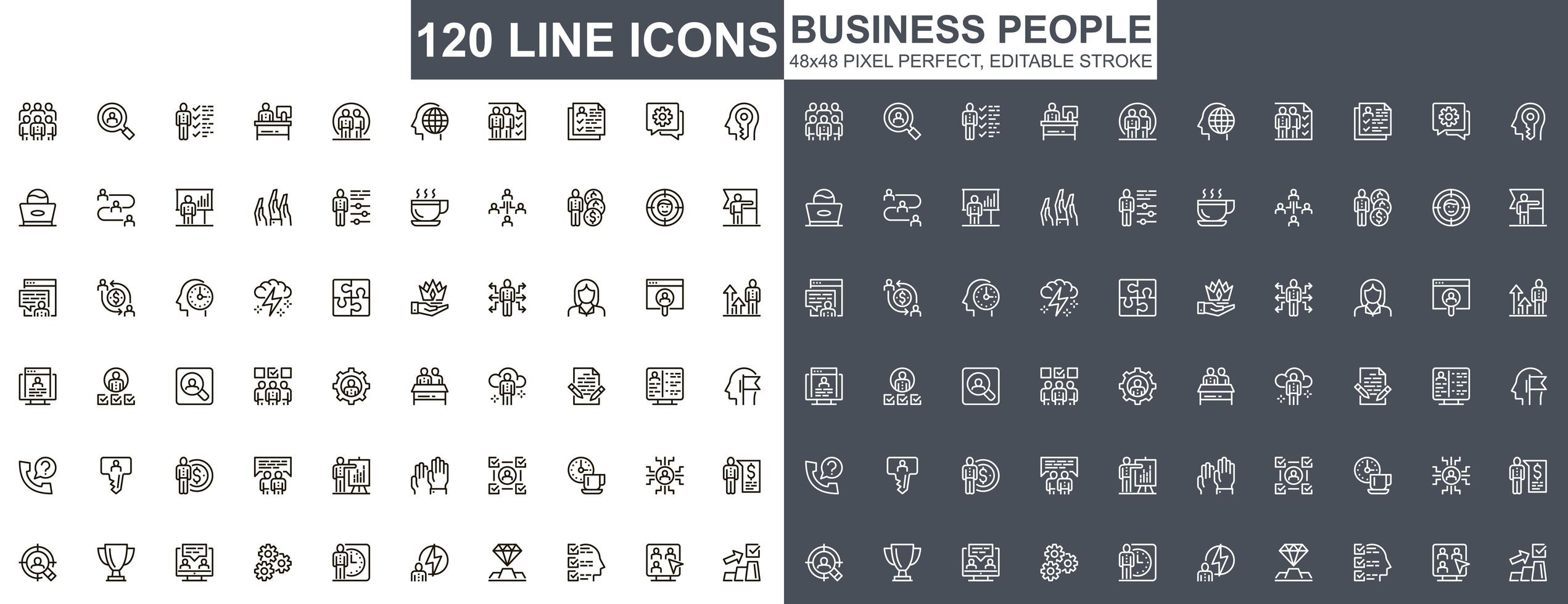 Business people thin line icons set vector