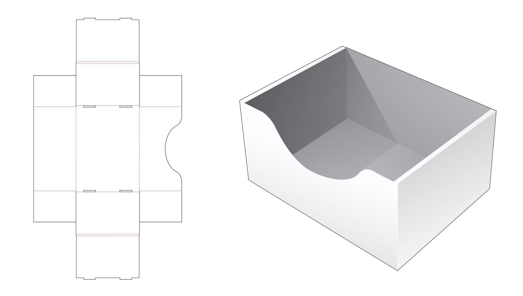 Folding tray die cut template vector