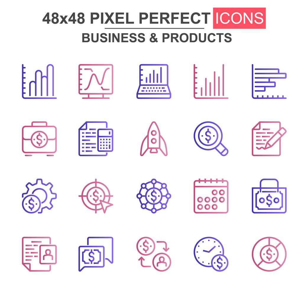 Business and products thin line icon set vector