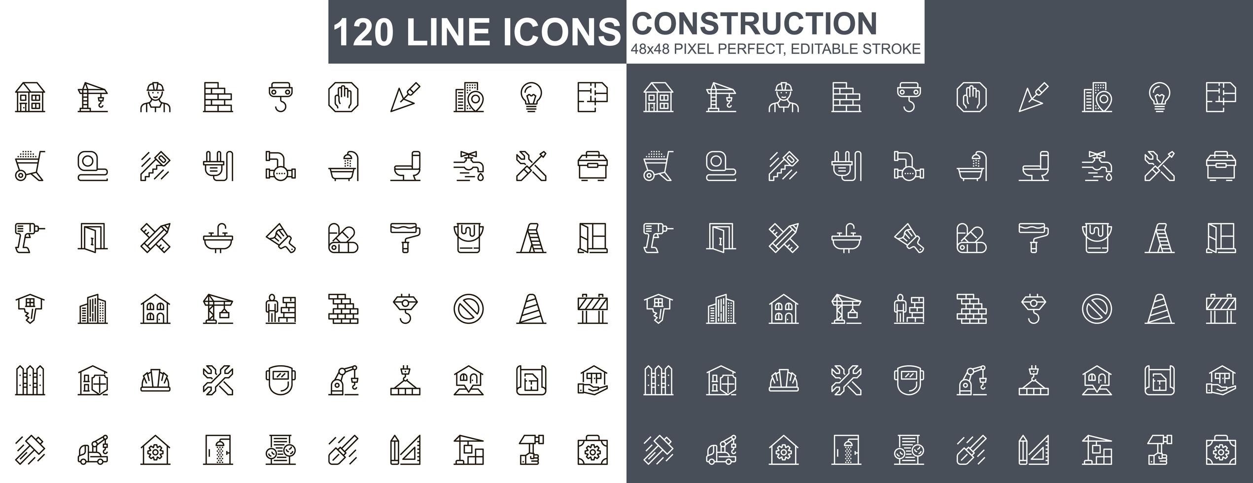 conjunto de iconos de línea fina de construcción vector