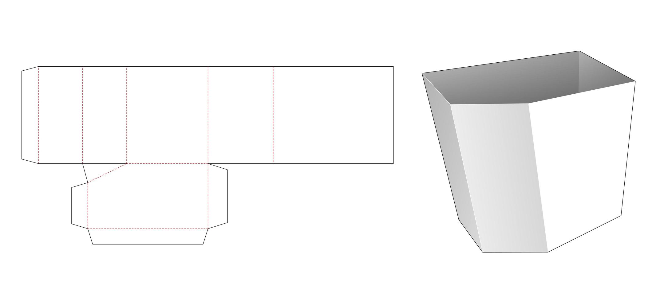 Chamfered stationery box die cut template vector