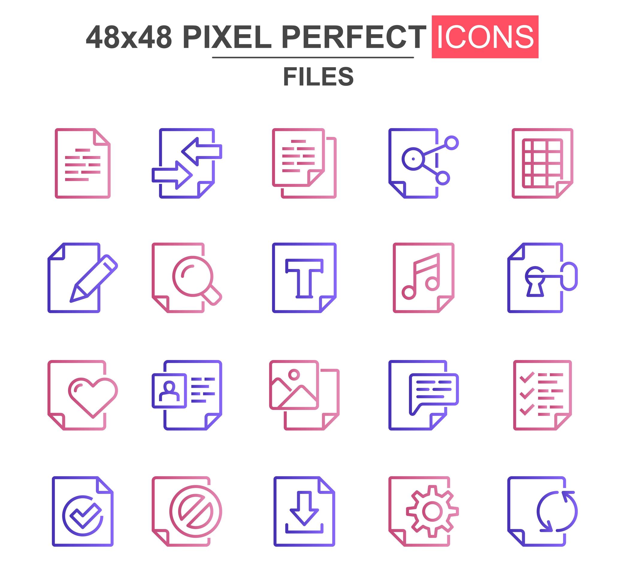 Files thin line icon set - Download Free Vectors, Clipart Graphics
