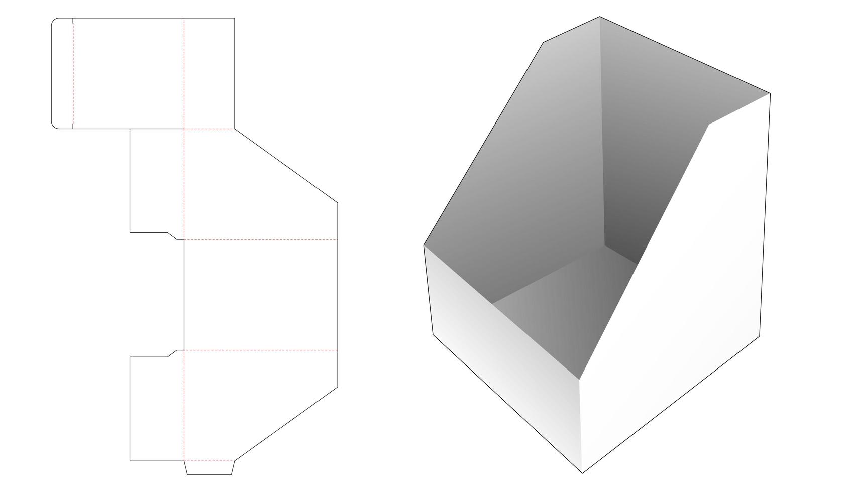 Slope storage box die cut template vector