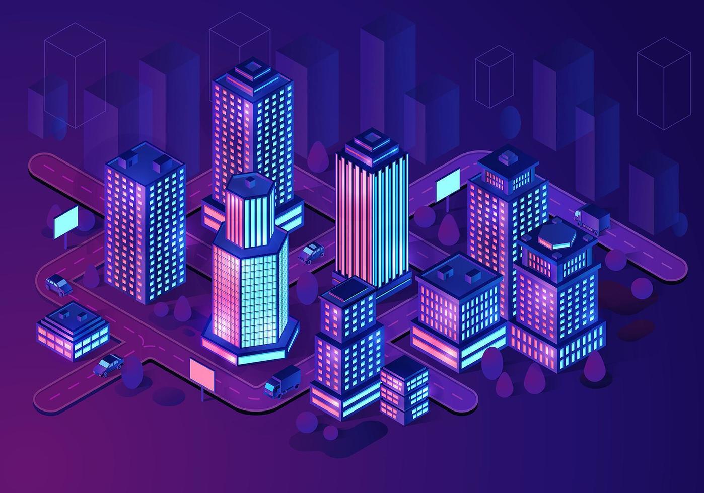 Smart buildings isometric vector