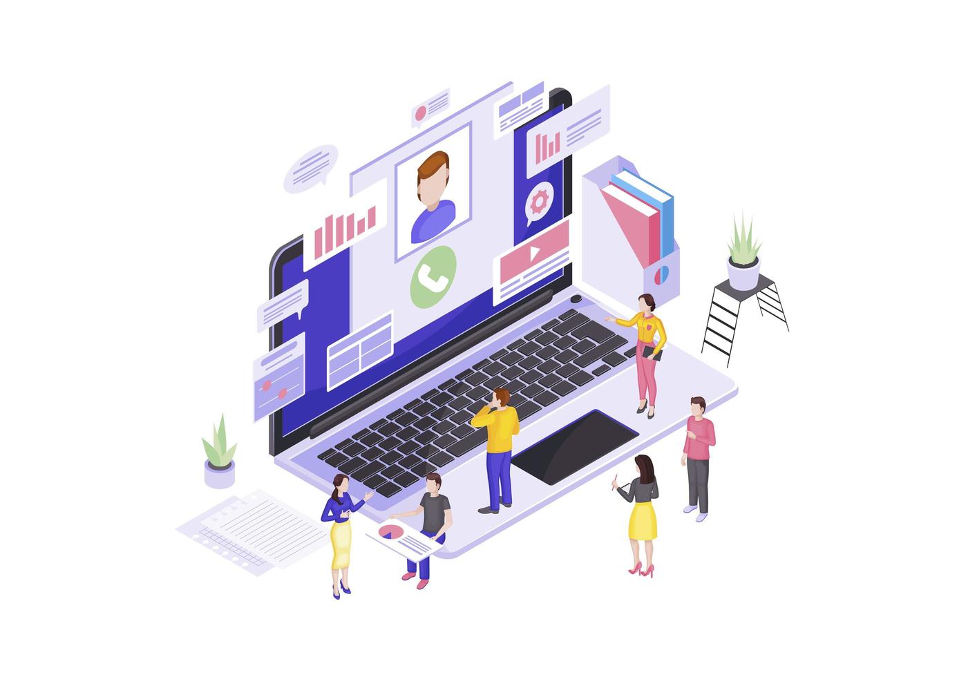 Customer service center isometric vector