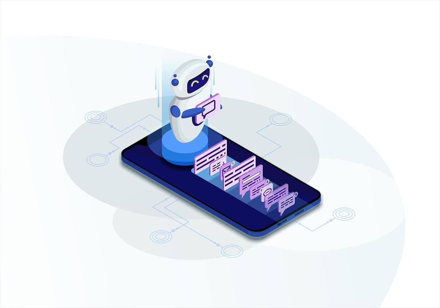 Chatbot isometric messaging vector