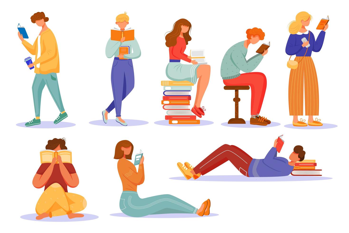 People Reading Books vector