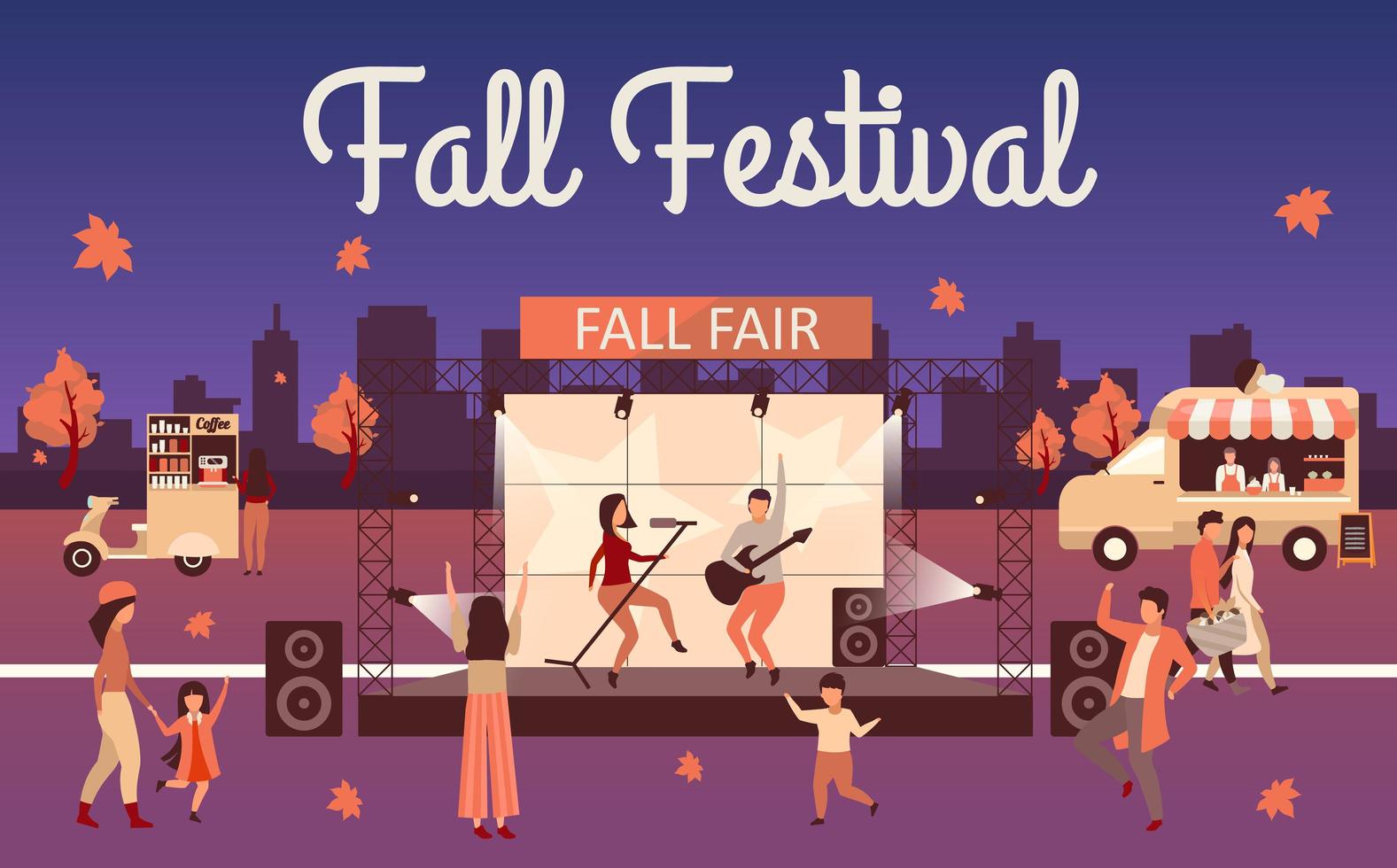 Night fall festival vector