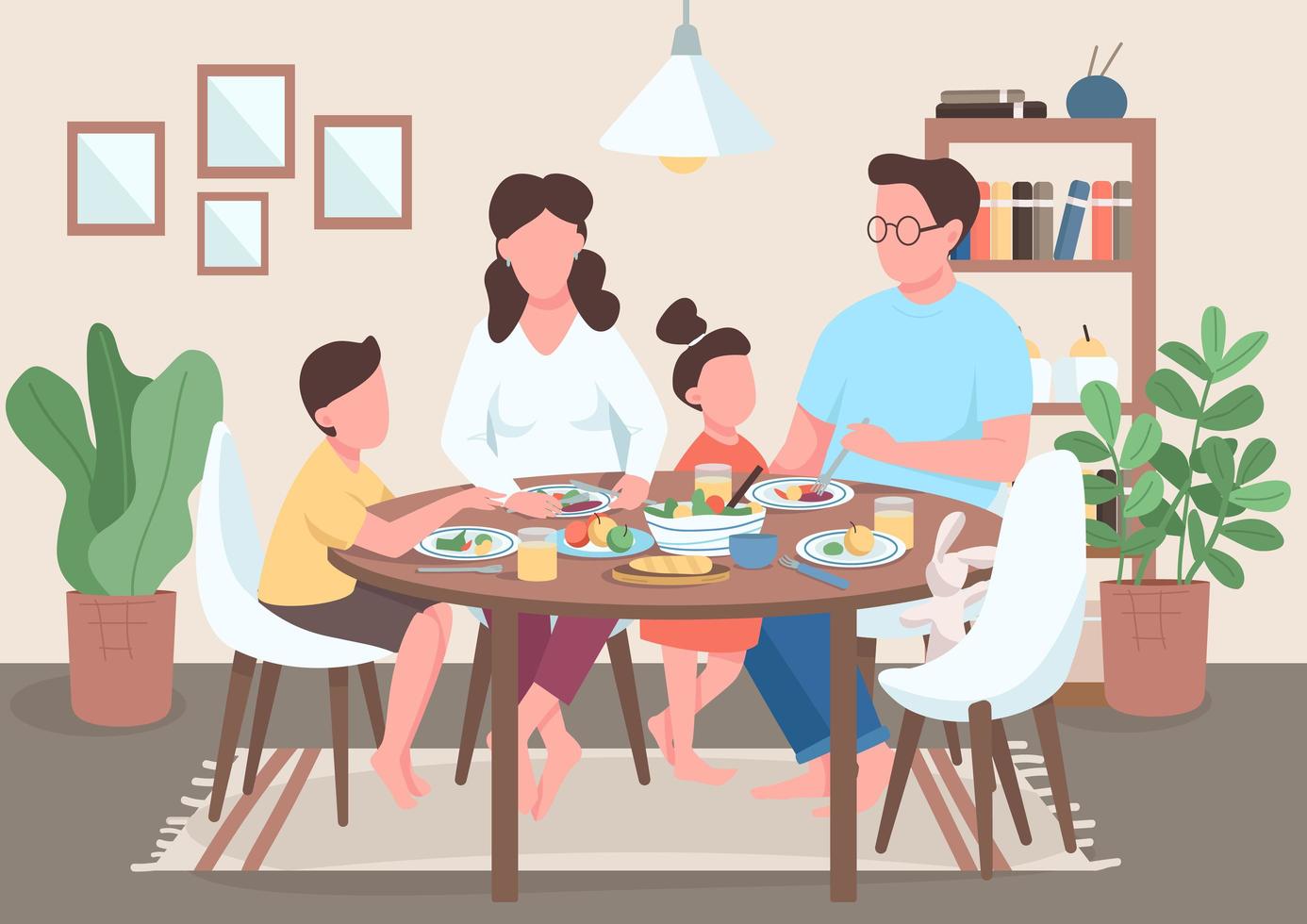 Family meal flat vector