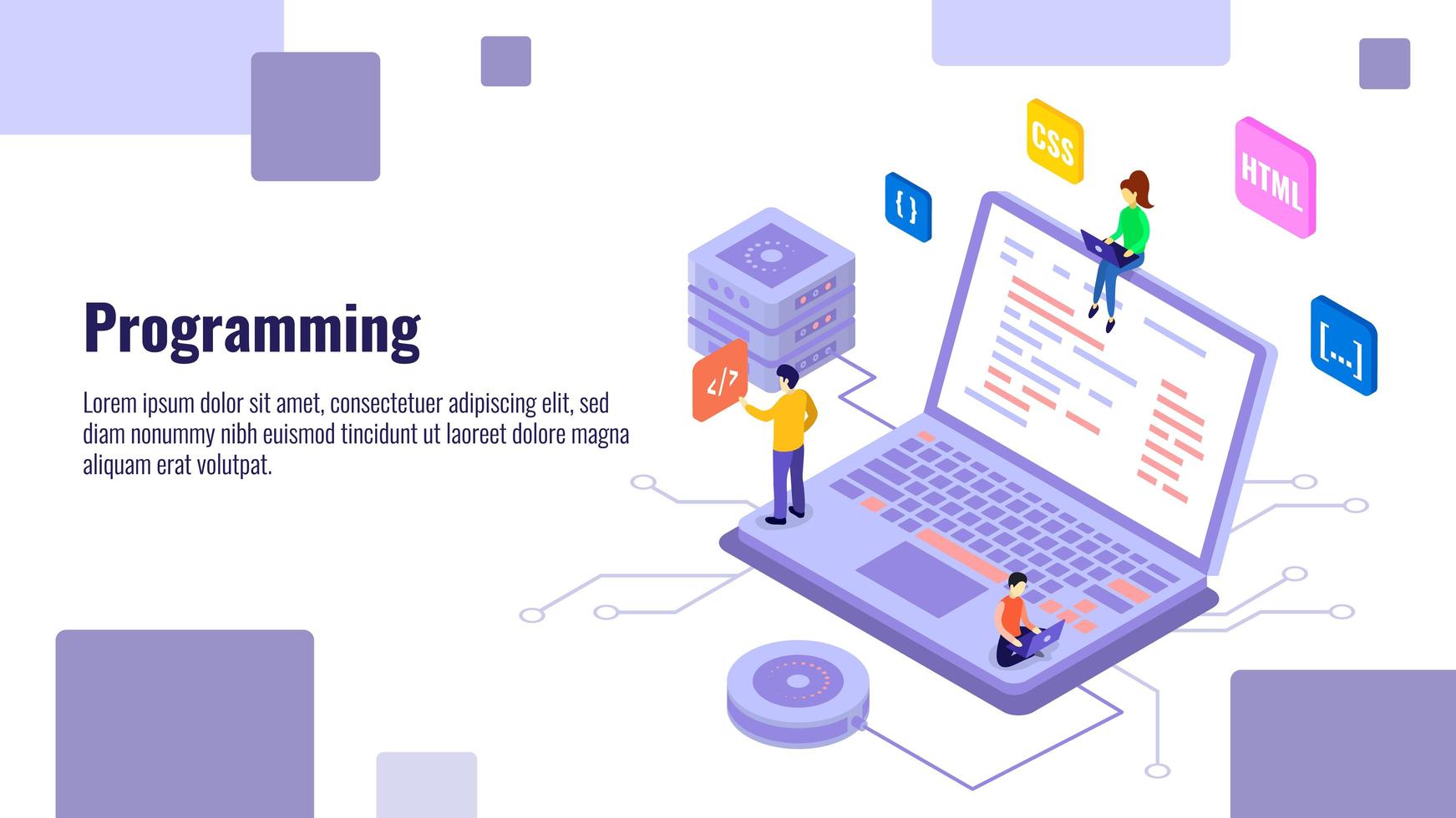 Programming isometric banner 1630600 Vector Art at Vecteezy