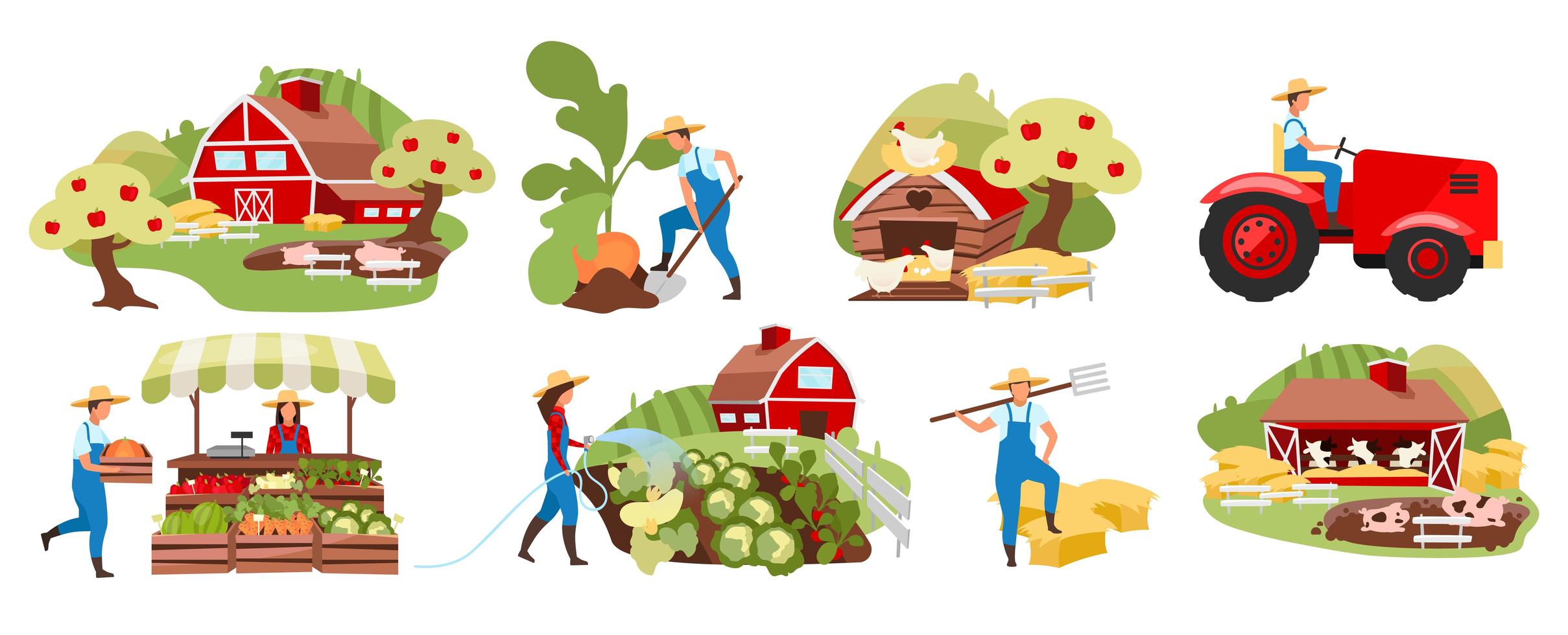 Farmers market set vector