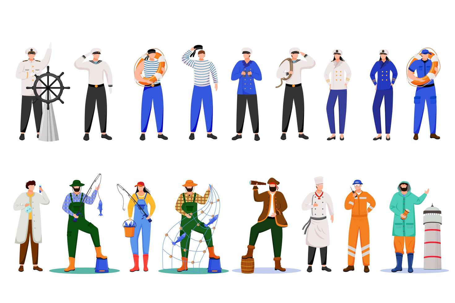 Maritime professions set vector