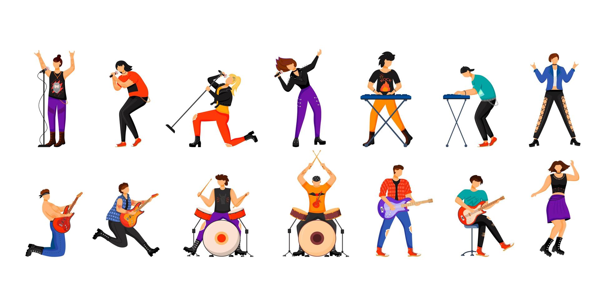 conjunto de músicos de rock vector