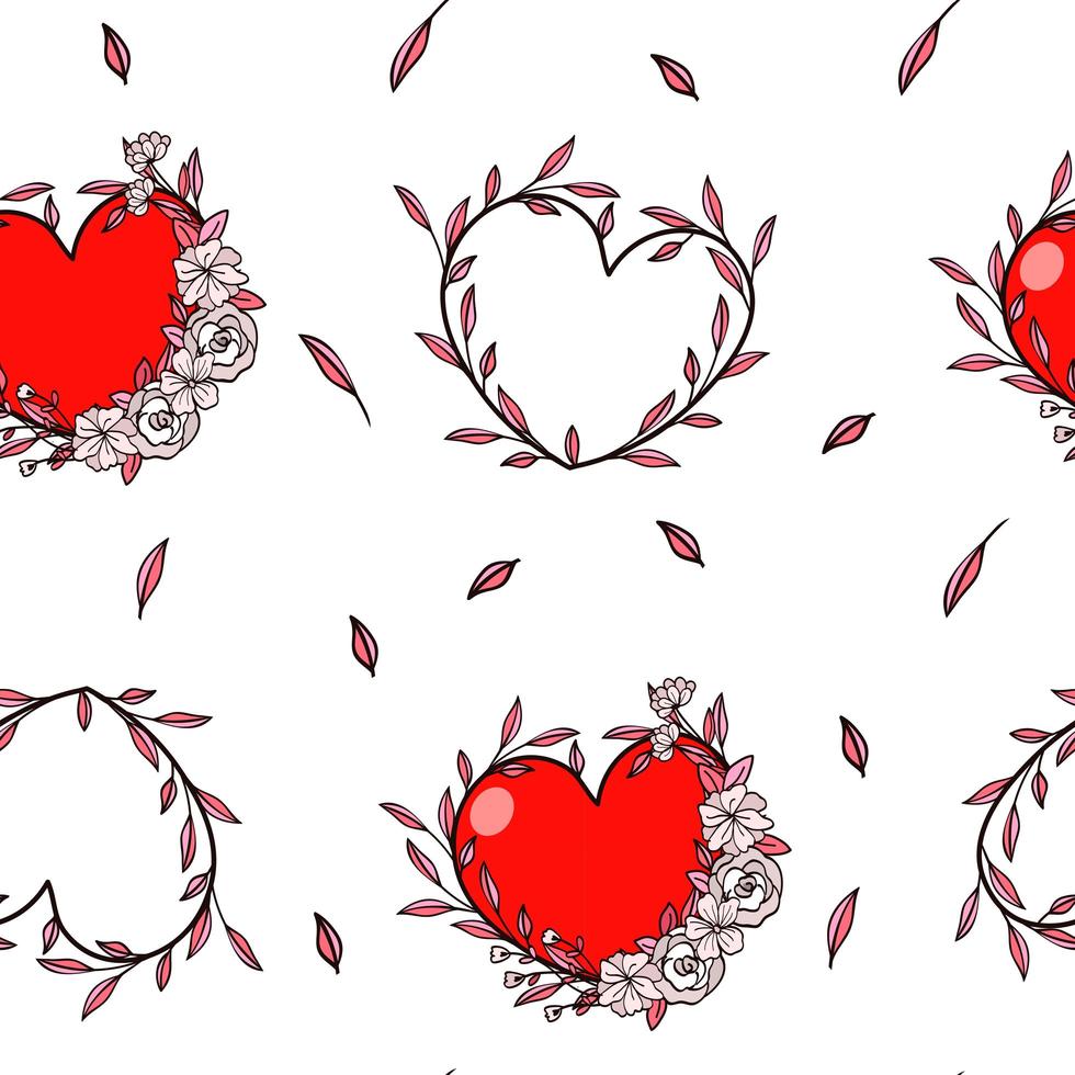 Seamless pattern heart in vine for Valentine's day vector