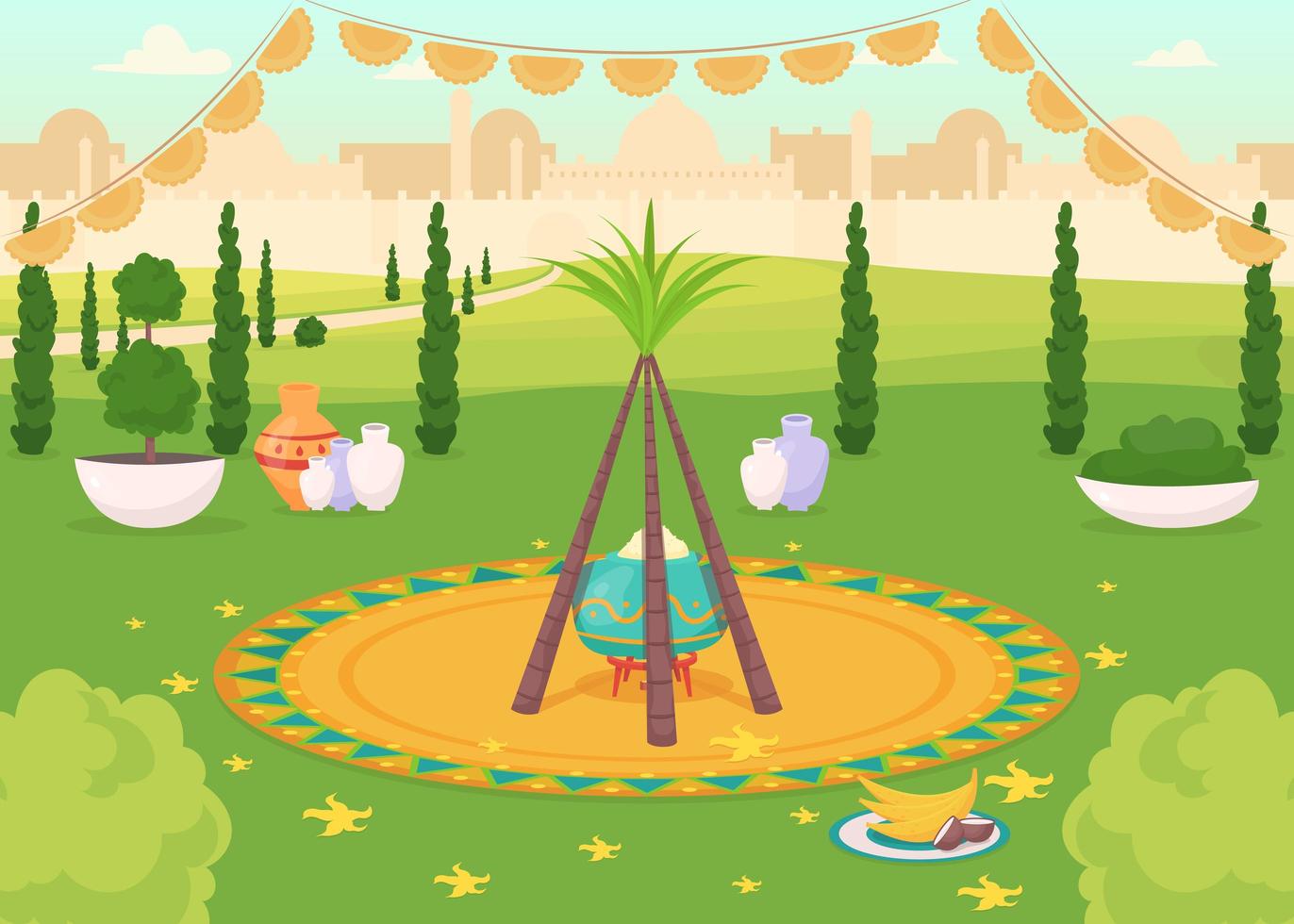 Festive meal in public park vector