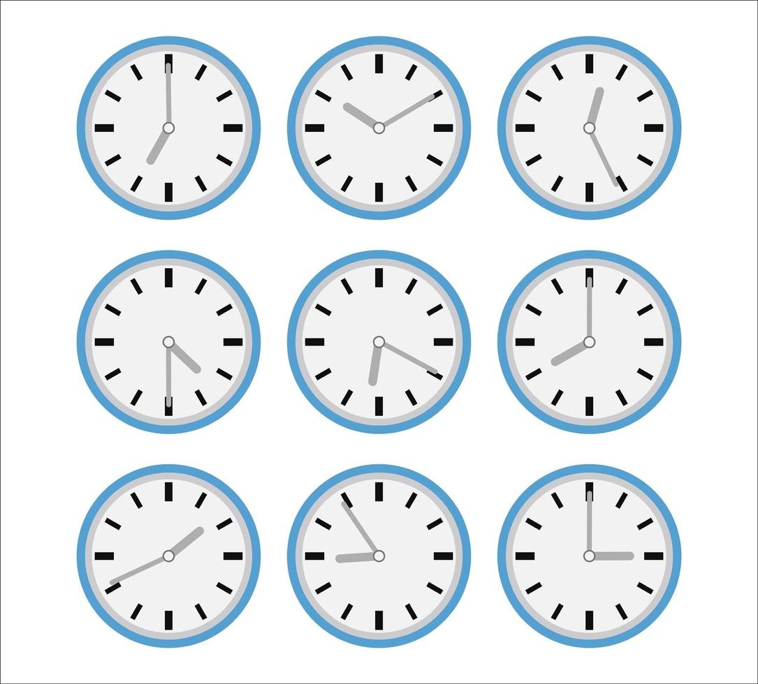 Set of clock flat icon. vector