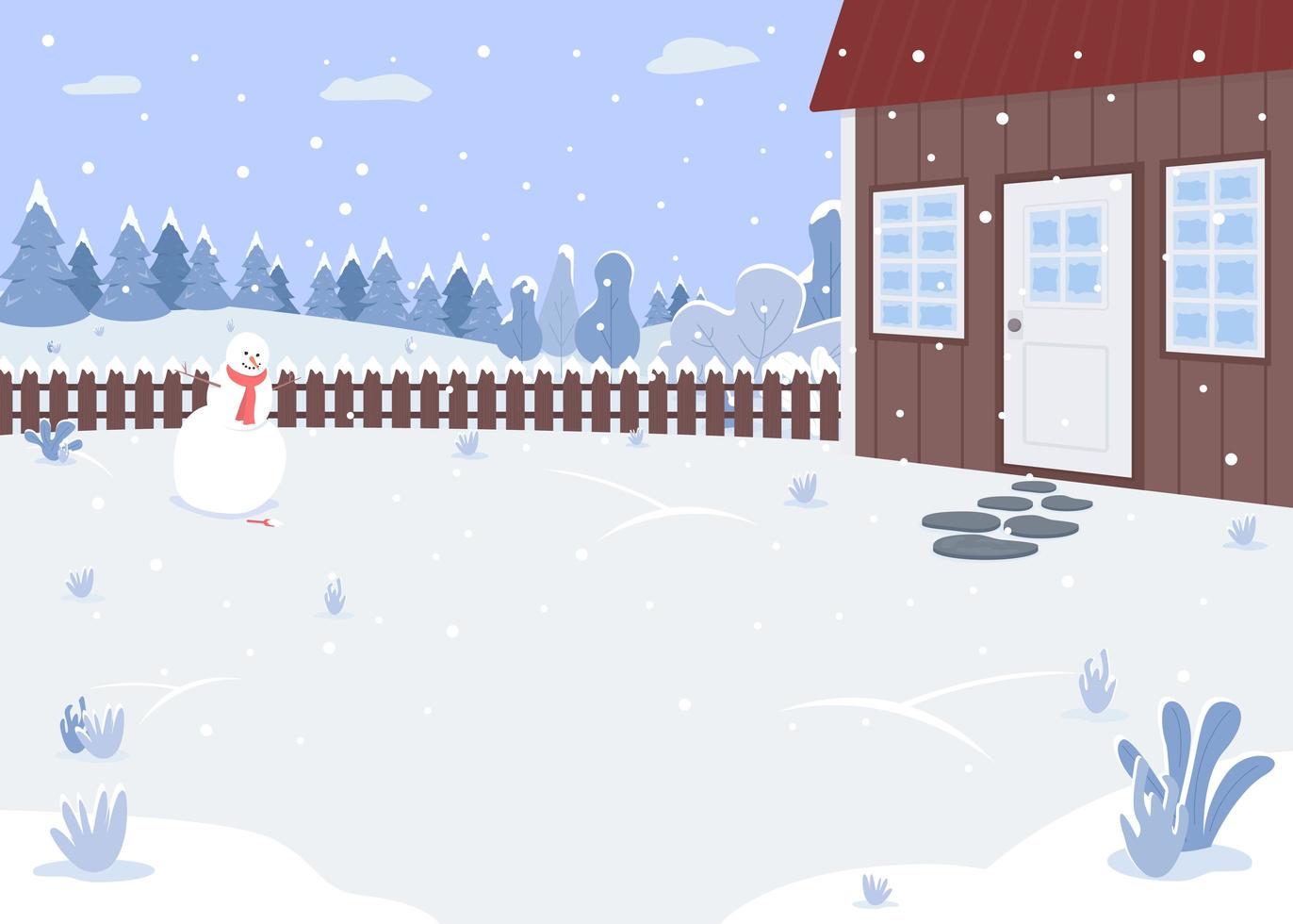 Winter house yard vector