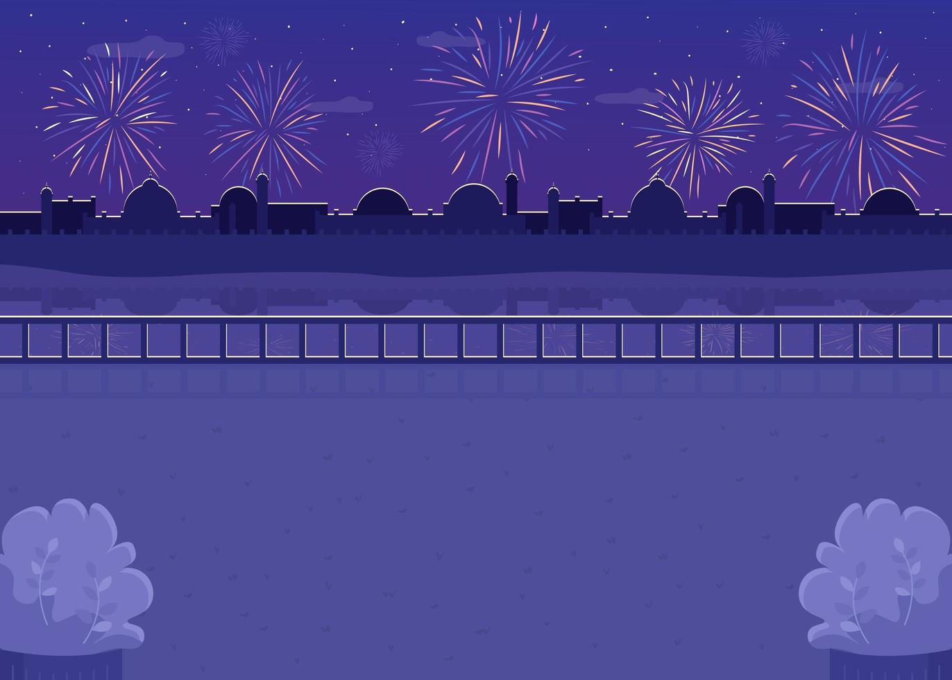 Nighttime fireworks in the background vector