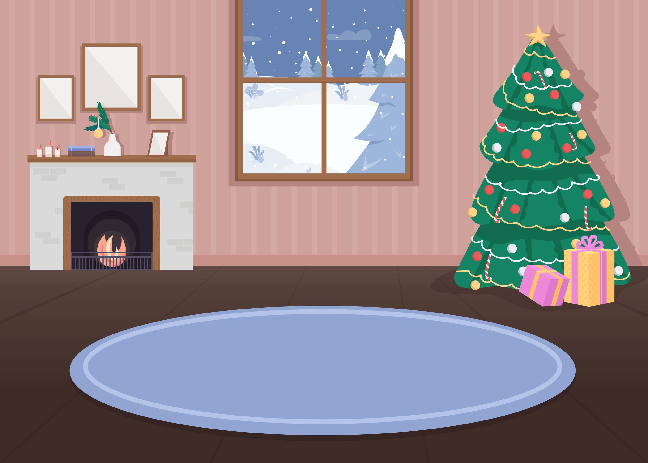 Christmas decorated house vector