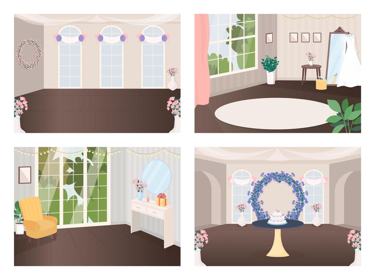 Wedding halls set vector