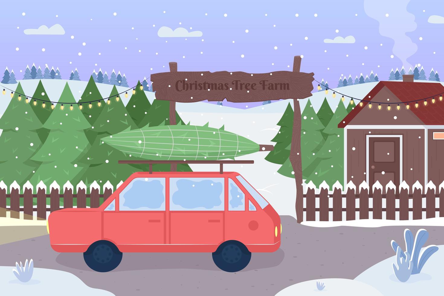 Christmas tree farm vector