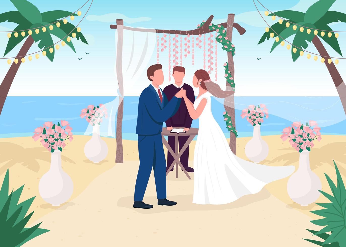 Tropical wedding ceremony vector