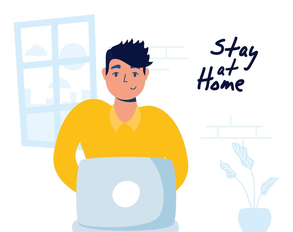 Home office campaign with man on the laptop vector