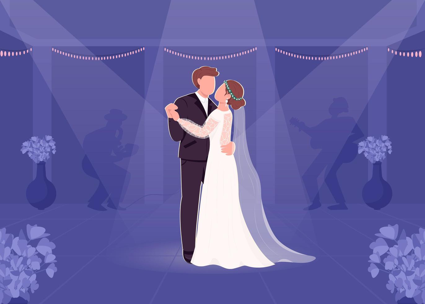 First bride and groom dance vector